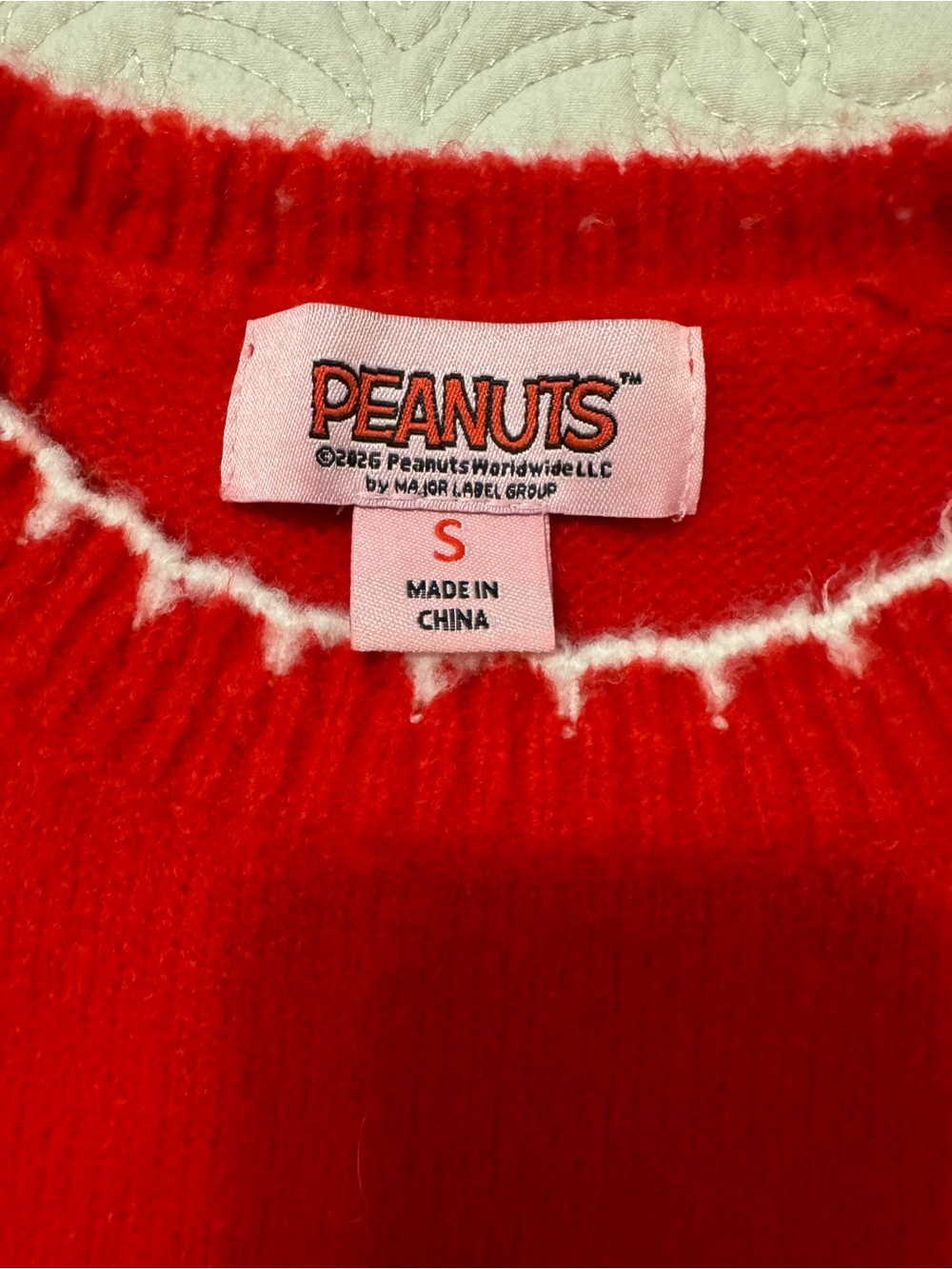 Peanuts Red Snoopy & Woodstock Heart Crewneck Sweater - Picture 3 of 3